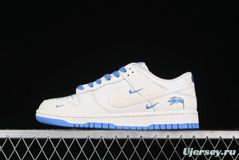 Nike SB Dunk Low Stussy Series - Woven Colorful White Swoosh Anniversary Custom Low-Top Casual Skate Shoes - KK1888-014