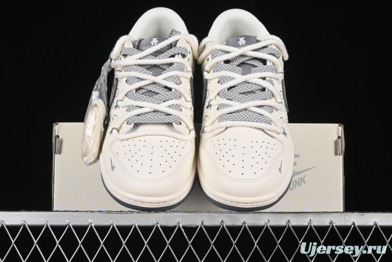 Nike SB Dunk Low Violent Bear Series - Lace-Up Beige with Grey Check - Anniversary Custom Edition Low-Top Casual Skate Shoes - SJ2068-289