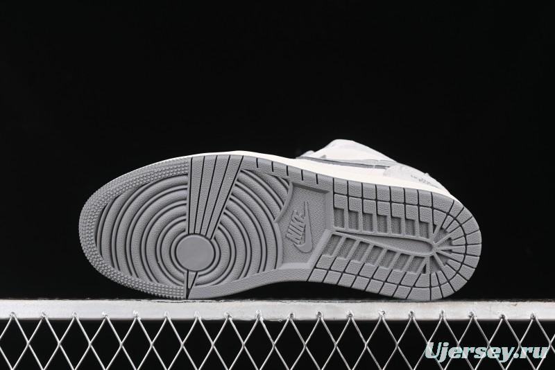 Nike Air Jordan 1 Low AJ1 The North Face Collaboration - Suede Grey Retro Basketball Shoes - DM5688-111