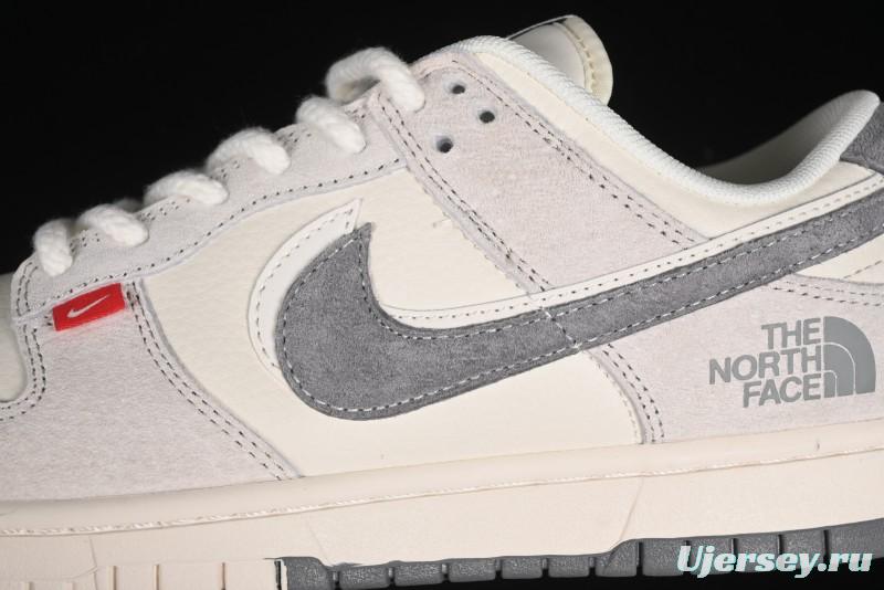 Nike SB Dunk Low The North Face Collaboration - Grey Pigskin Navy Swoosh Anniversary Custom Low-Top Casual Skate Shoes - SJ1089-009
