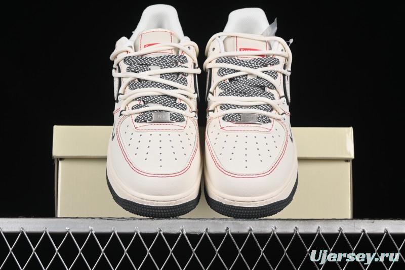 Nike Air Force 1 '07 Low Supreme Collaboration - Red Stitch Grey Sole Casual Sneakers - SJ1198-600
