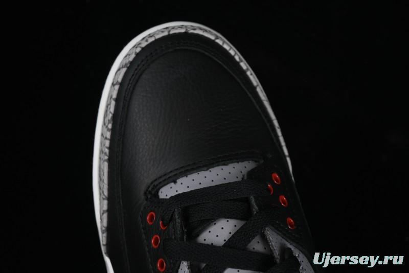 Nike Air Jordan 3 Retro Black Cement Sneakers with Visible Air Cushion - DN3707-010