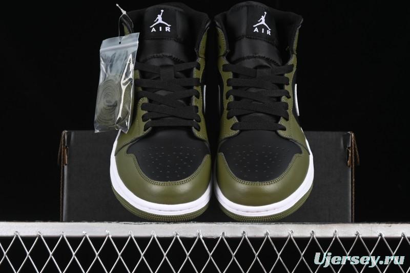 Nike Air Jordan 1 Mid AJ1 Army Green Mid-Top Casual Sneakers - DQ8426-092
