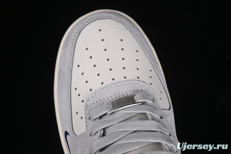 Nike Air Force 1 '07 Low Stussy Collaboration - Grey Pigskin Blue Sole Low-Top Casual Sneakers - XZ3318-028