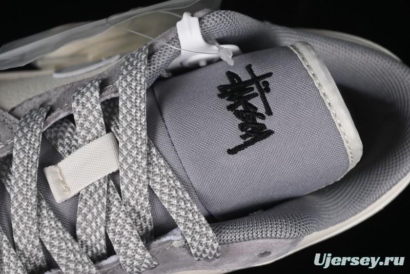 Nike Air Jordan 1 Low Stussy Collaboration - Light Bone Grey Dual-Tone Premium Custom Retro Basketball Shoes - SJ9950-045