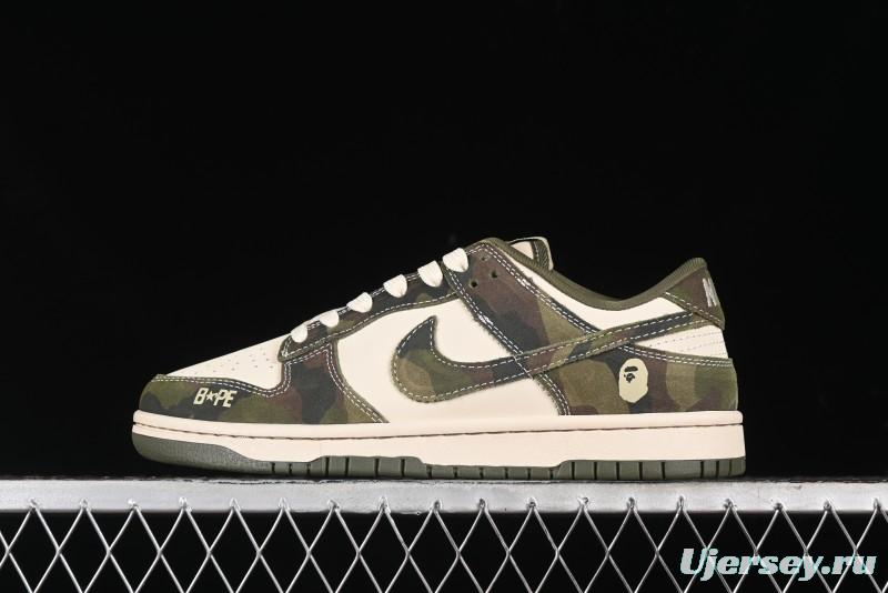 Nike SB Dunk Low Bape Collaboration - Jungle Camouflage Anniversary Custom Low-Top Casual Skate Shoes - CH6336-230