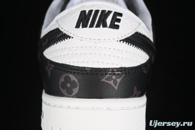 Nike SB Dunk Low LV Collaboration - Embossed White Black Print Anniversary High-End Custom Low-Top Casual Sneakers - DQ1098-361