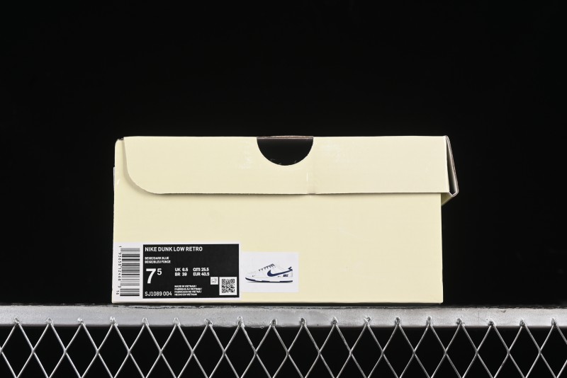 Nike SB Dunk Low Anniversary Premium Custom Low-Top Casual Skate Shoes in Off-White with Navy Blue Swoosh - SJ1089-004