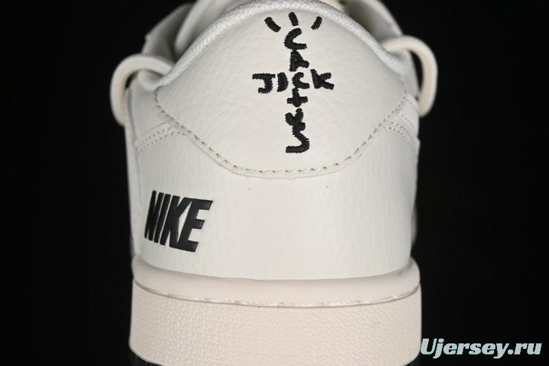 Nike Travis Scott x Fragment Design x Air Jordan 1 Low OG SP AJ1 Black Logo Drawstring Low-Top Casual Sneakers - SJ0086-135