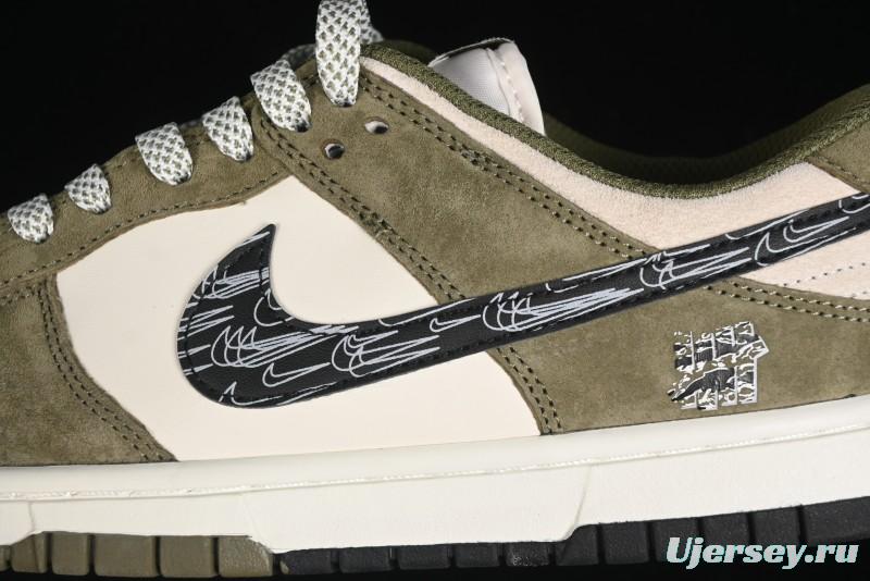 Nike SB Dunk Low UN Phantom Military Green Black Swoosh Anniversary Custom Low-Top Casual Skate Shoes - DJ2024-037