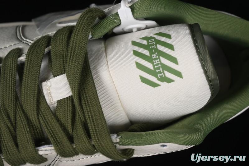 Nike Air Jordan 1 Low OFF-WHITE Collaboration - Retro Basketball Shoes with Beige Green Stitching - CF3688-021