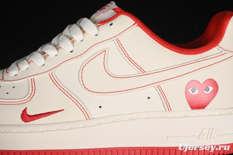 Nike Air Force 1 '07 Low Comme des Garcons Collaboration - Off-White Red Line Low-Top Casual Sneakers - KK3333-001