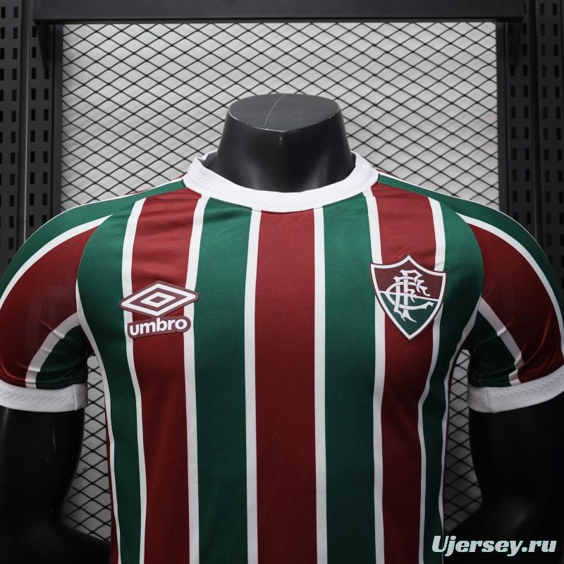 Player Version 25/26 Fluminense Green and Burgundy Vertical Striped with White Trim Jersey