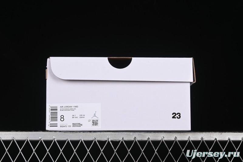 Nike Air Jordan 1 Mid Basketball Shoes in White/Oxidized Green - BQ6472-133