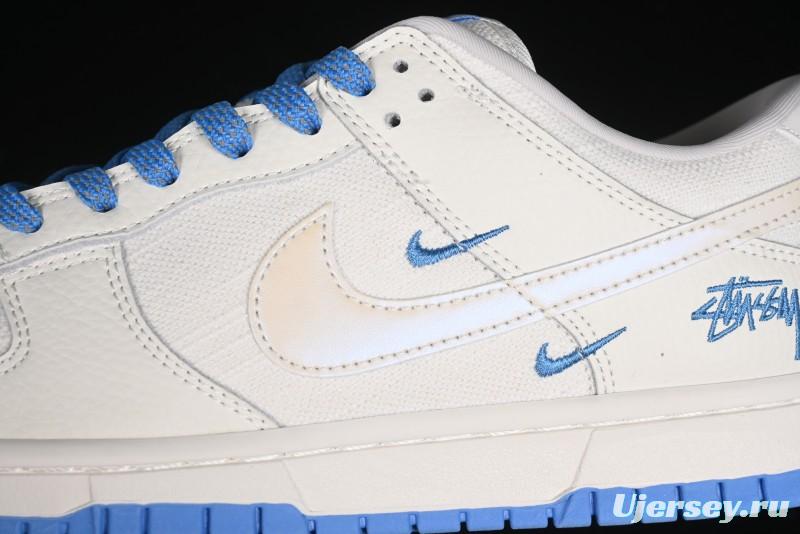 Nike SB Dunk Low Stussy Series - Woven Colorful White Swoosh Anniversary Custom Low-Top Casual Skate Shoes - KK1888-014