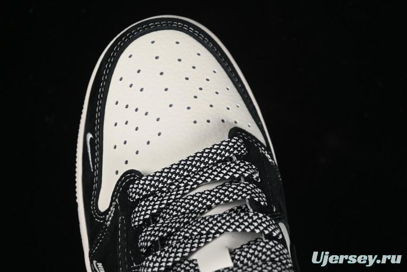 Nike Travis Scott x Fragment Design x Air Jordan 1 Low OG SP AJ1 Supreme Stussy Collaboration - Red Tab Black Warrior Low Top Casual Sneakers - SJ2068-124