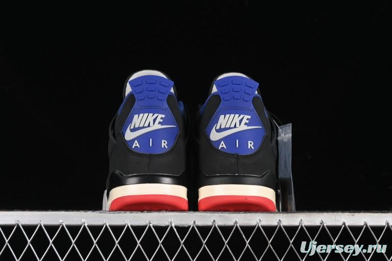 Nike Air Jordan 4 Retro Basketball Shoes in Black, Blue and Neutral Grey - FV5029-003