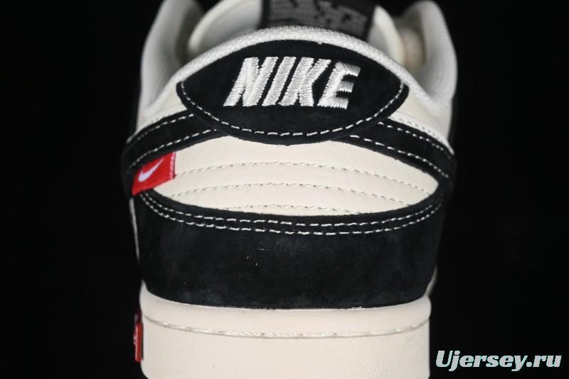 Nike SB Dunk Low Stussy Collaboration - Black White Marking Line Anniversary High-End Custom Low-Top Casual Sneakers - BB9898-008