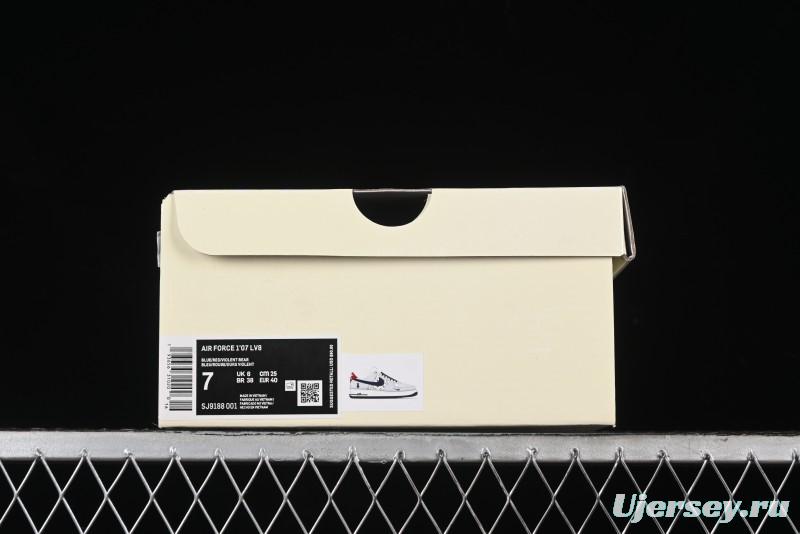 Nike Air Force 1 '07 Low Violent Bear Collaboration - Grey Blue Print Low-Top Casual Sneakers - SJ9188-001