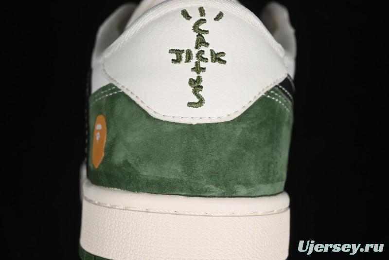 Nike Travis Scott x Fragment Design x Air Jordan 1 Low OG SP AJ1 Bape Collaboration - Jungle Green Low Top Casual Sneakers - XY2688-107
