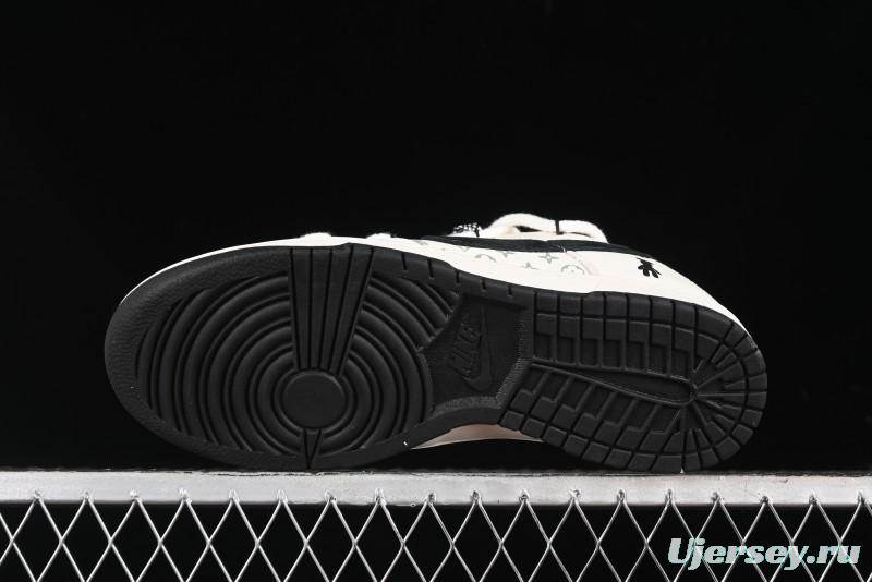 Nike SB Dunk Low Violent Bear Series - Lace-Up Beige with Black Swoosh Anniversary High-End Custom Low-Top Casual Sneakers - SJ2068-291