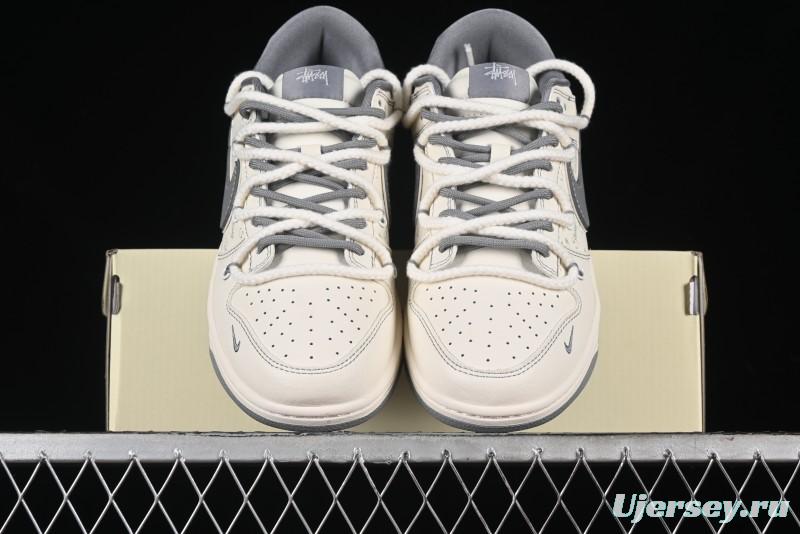 Nike SB Dunk Low Stussy Bandana Grey Check Anniversary Custom Low-Top Casual Skate Shoes - SJ2068-310