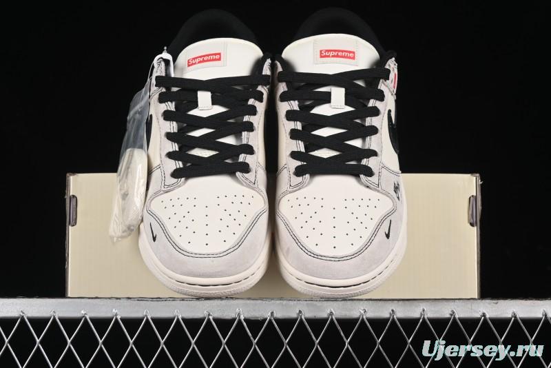 Nike SB Dunk Low SUP Collaboration - Gray White Black Swoosh Anniversary High-End Custom Low-Top Casual Skate Shoes - MM1089-019