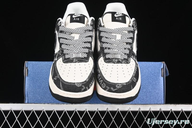 Nike Air Force 1 '07 Low Levi's Collaboration Double Swoosh Beige Black Casual Sneakers - SJ6698-001