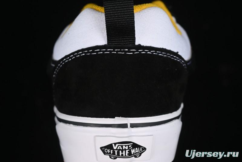 Vans Knu Skool Low-Top Retro Casual Vulcanized Slip-On Sneakers in Black White Yellow - VN000D6C6RJ