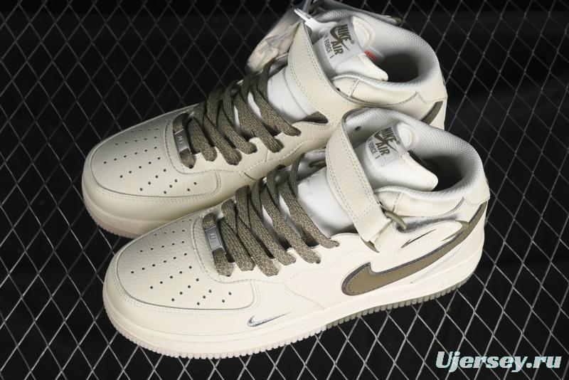Nike Air Force 1 '07 Mid Military Green Dual-Color Sole Starlight Retro Sneakers - XL0236-231