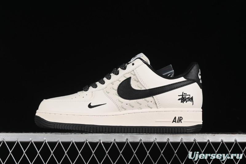 Nike Air Force 1 '07 Low Stussy Collaboration - White Black Low-Top Casual Sneakers - XZ3328-001