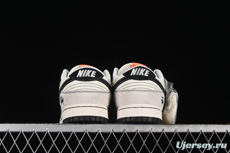 Nike SB Dunk Low Stussy Collaboration Patchwork Grey White Black Swoosh Anniversary Custom Low-Top Casual Skate Shoes - MM1089-022