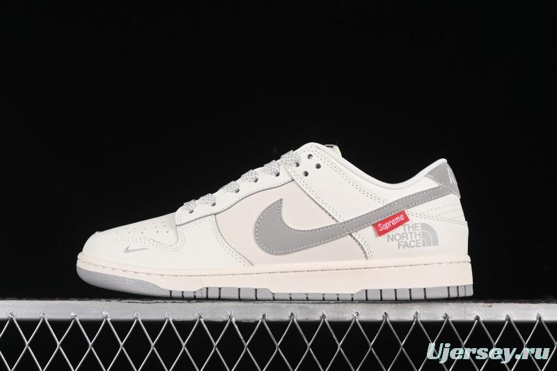Nike SB Dunk Low Supreme The North Face Collaboration - Light Gray Reflective Swoosh Anniversary Custom Edition Low-Top Casual Skate Shoes - XX2025-628