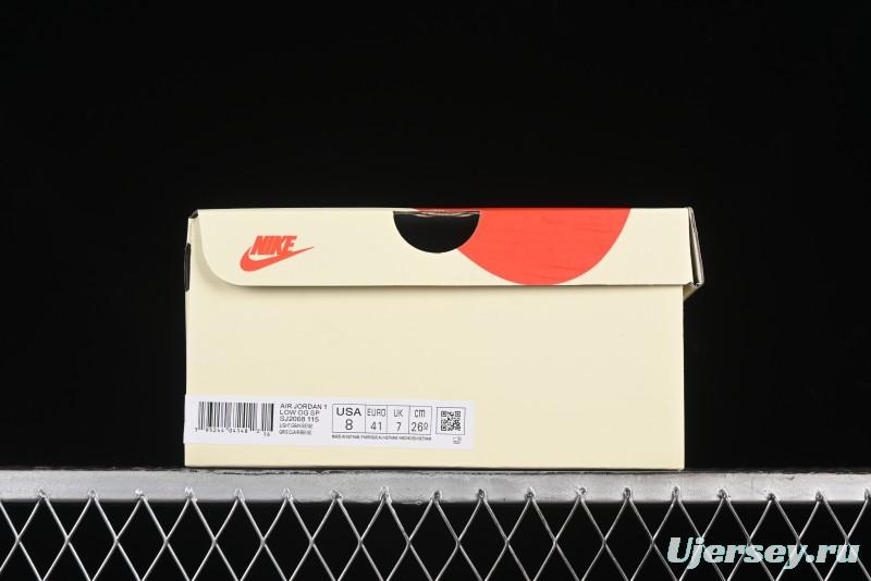 Nike Travis Scott x Fragment Design x Air Jordan 1 Low OG SP AJ1 Retro Sneakers with Reverse Swoosh - SJ2068-115