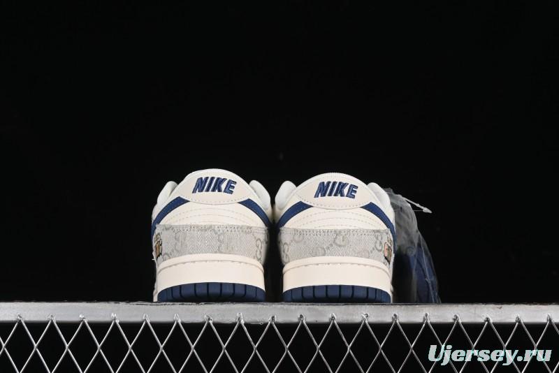 Nike SB Dunk Low Gucci Collaboration - Smoke Blue Anniversary High-End Custom Low-Top Casual Skate Shoes - XX2025-801