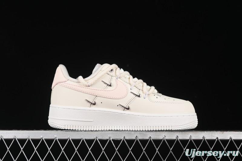 Nike Air Force 1 '07 Low Pink Deconstructed Swoosh Casual Sneakers - FC8110-181