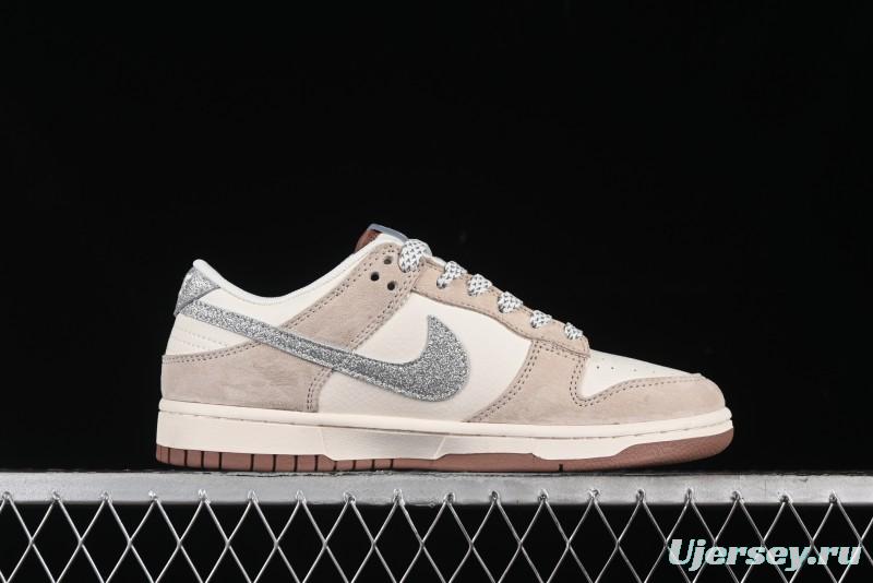 Nike SB Dunk Low UN Collaboration - Light Brown with Silver Swoosh Anniversary High-End Custom Low-Top Casual Sneakers - CF3688-013