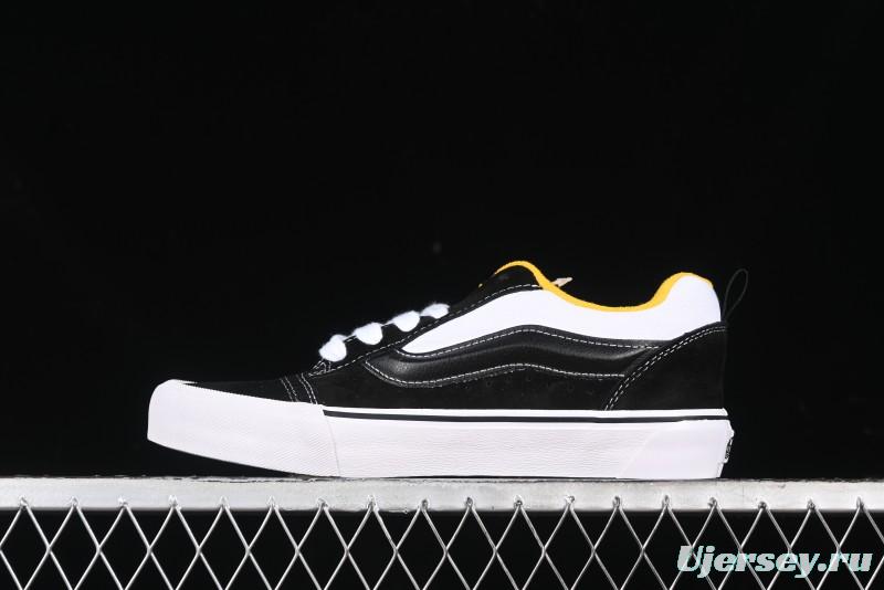 Vans Knu Skool Low-Top Retro Casual Vulcanized Slip-On Sneakers in Black White Yellow - VN000D6C6RJ