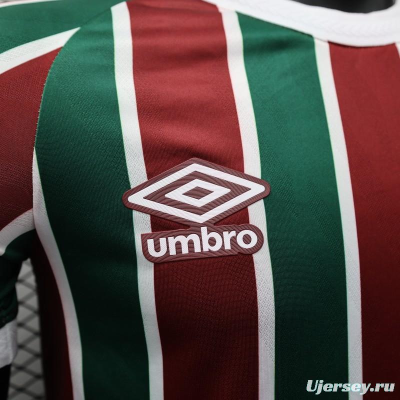 Player Version 25/26 Fluminense Green and Burgundy Vertical Striped with White Trim Jersey