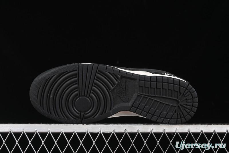 Nike SB Dunk Low x AMBUSH x Stussy Collaboration - Black Stitch Anniversary Custom Low-Top Casual Sneakers - XX2025-358