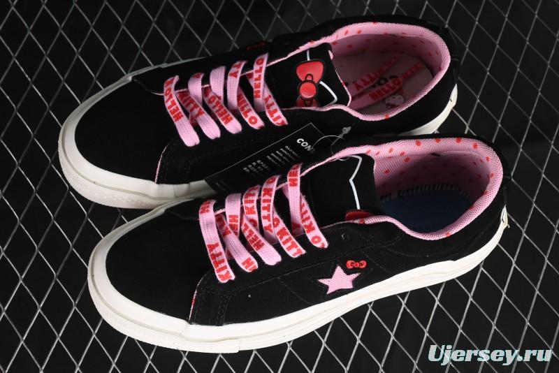 Converse One Star Hello Kitty Collaboration Low-Top Casual Sneakers with Embroidered Bow - 362940C
