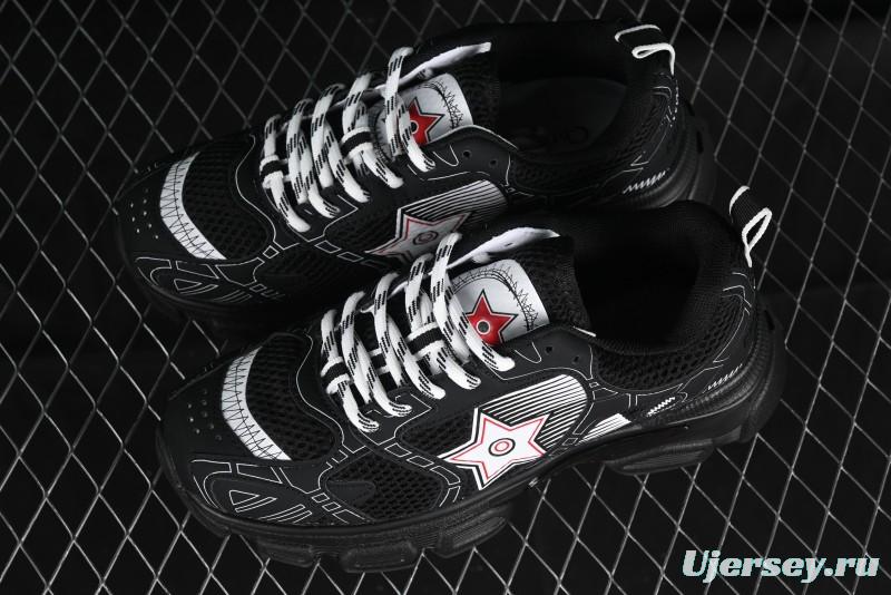 Dior Chrono Round Toe Lace-Up Lifestyle Casual Running Sneakers - 6865 WHITE BLACK