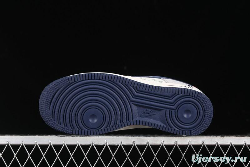 Nike Air Force 1 '07 Low Violent Bear Collaboration - Grey Blue Print Low-Top Casual Sneakers - SJ9188-001
