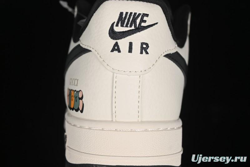 Nike Air Force 1 '07 Low Gucci Collaboration - Dark Blue Linen Casual Sneakers - XZ3398-888