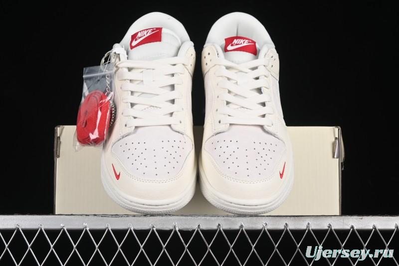 Nike SB Dunk Low Comme des Garçons Collaboration - Pigskin White Swoosh Anniversary Custom Low-Top Casual Skate Shoes - KK1333-004