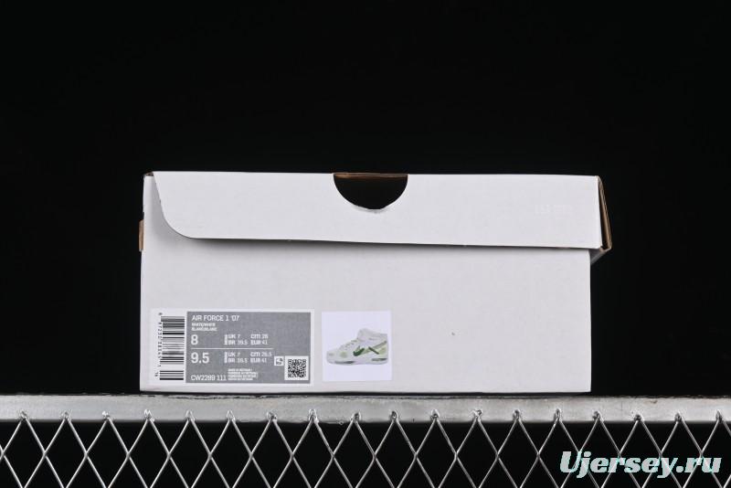 Nike Air Force 1 '07 Mid Hand-Painted White Green with Swoosh Shadow and Strap - CW2289-111