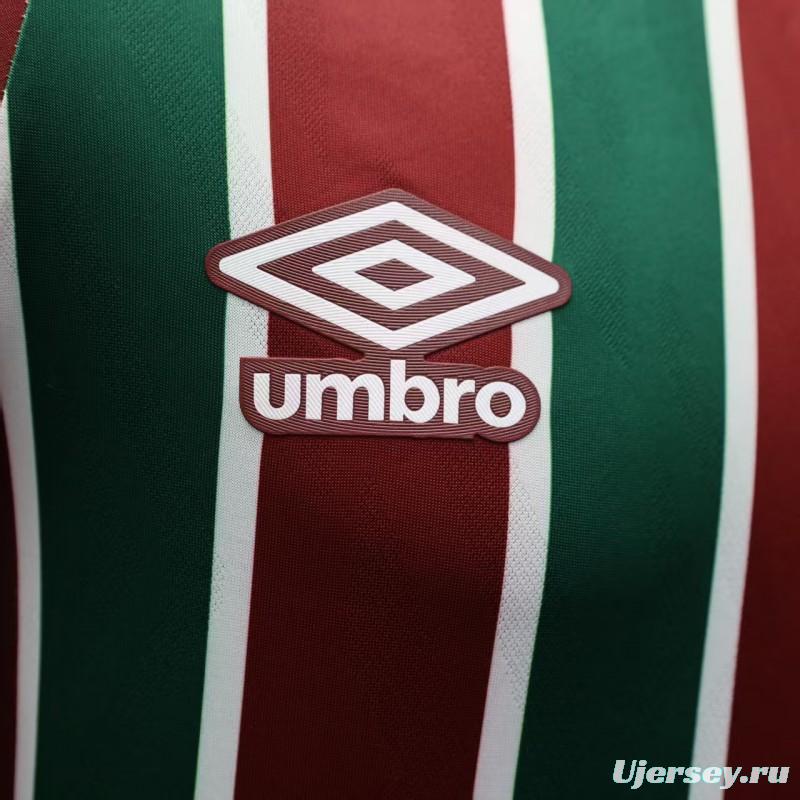 Player Version 25/26 Fluminense Green and Burgundy Vertical Striped with White Trim Jersey