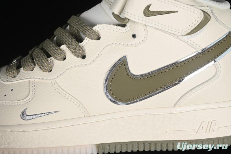 Nike Air Force 1 '07 Mid Military Green Dual-Color Sole Starlight Retro Sneakers - XL0236-231