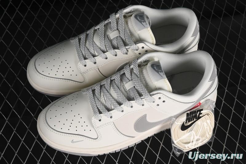 Nike SB Dunk Low Supreme The North Face Collaboration - Light Gray Reflective Swoosh Anniversary Custom Edition Low-Top Casual Skate Shoes - XX2025-628