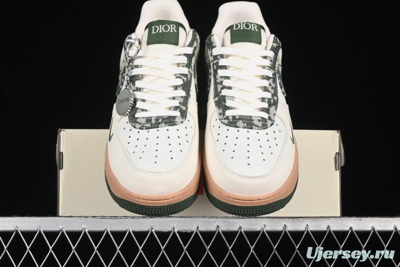 Nike Air Force 1 '07 Low Dior Collaboration - Beige Green Swoosh Low-Top Casual Sneakers - KK1988-010